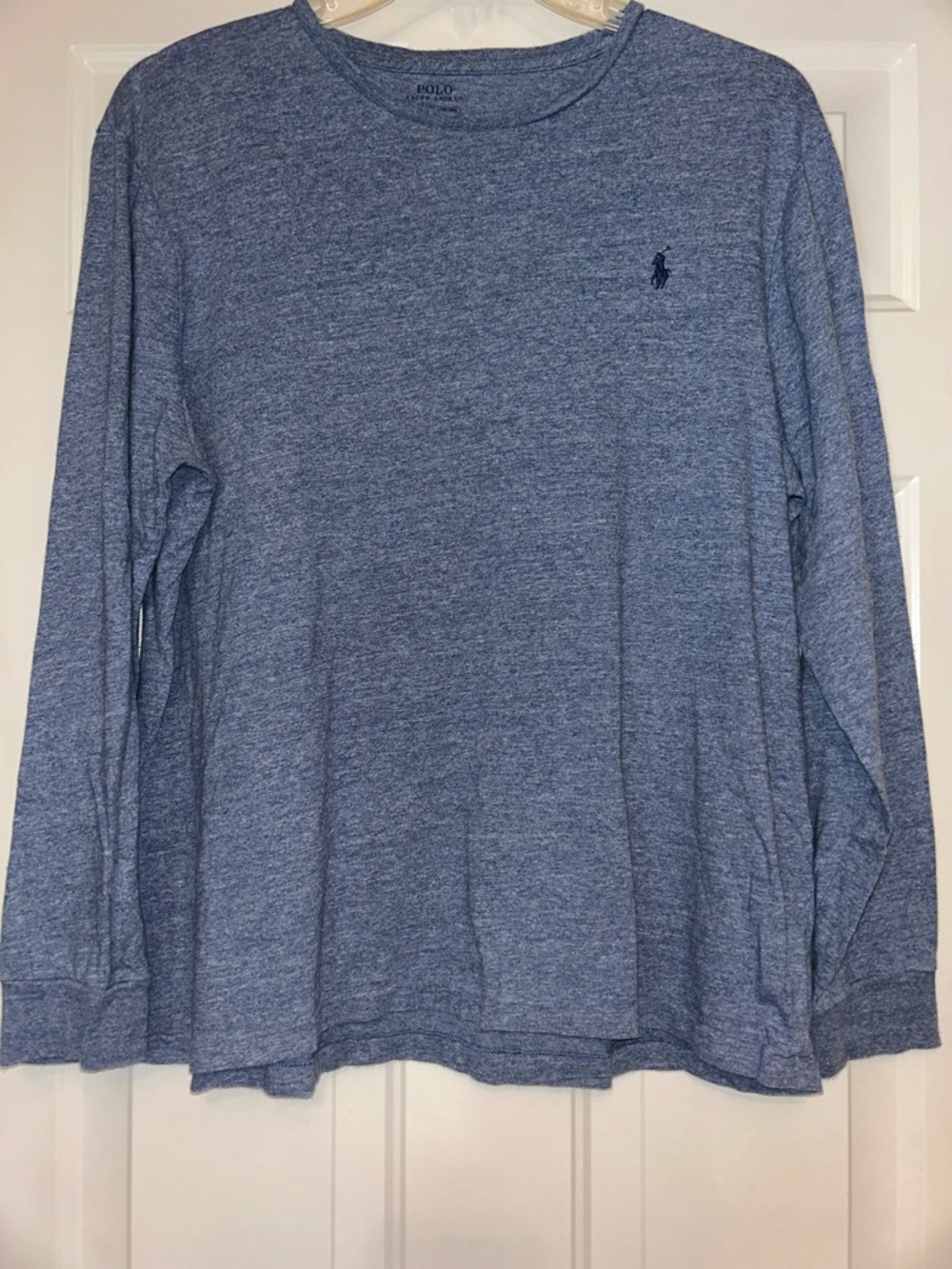 Polo by Ralph Lauren Slim Fit Men’s LS Crewneck T- Shirt XL Heather Blue Casual